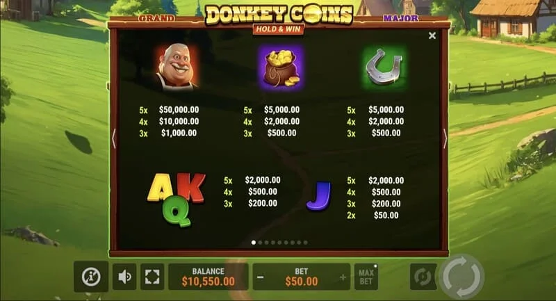 Donkey Coins Hold & Win - поле со лепливи жетони Coin