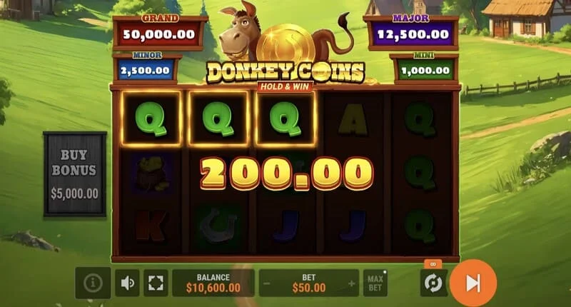 Donkey Coins Hold & Win - започнување на режимот Hold & Win